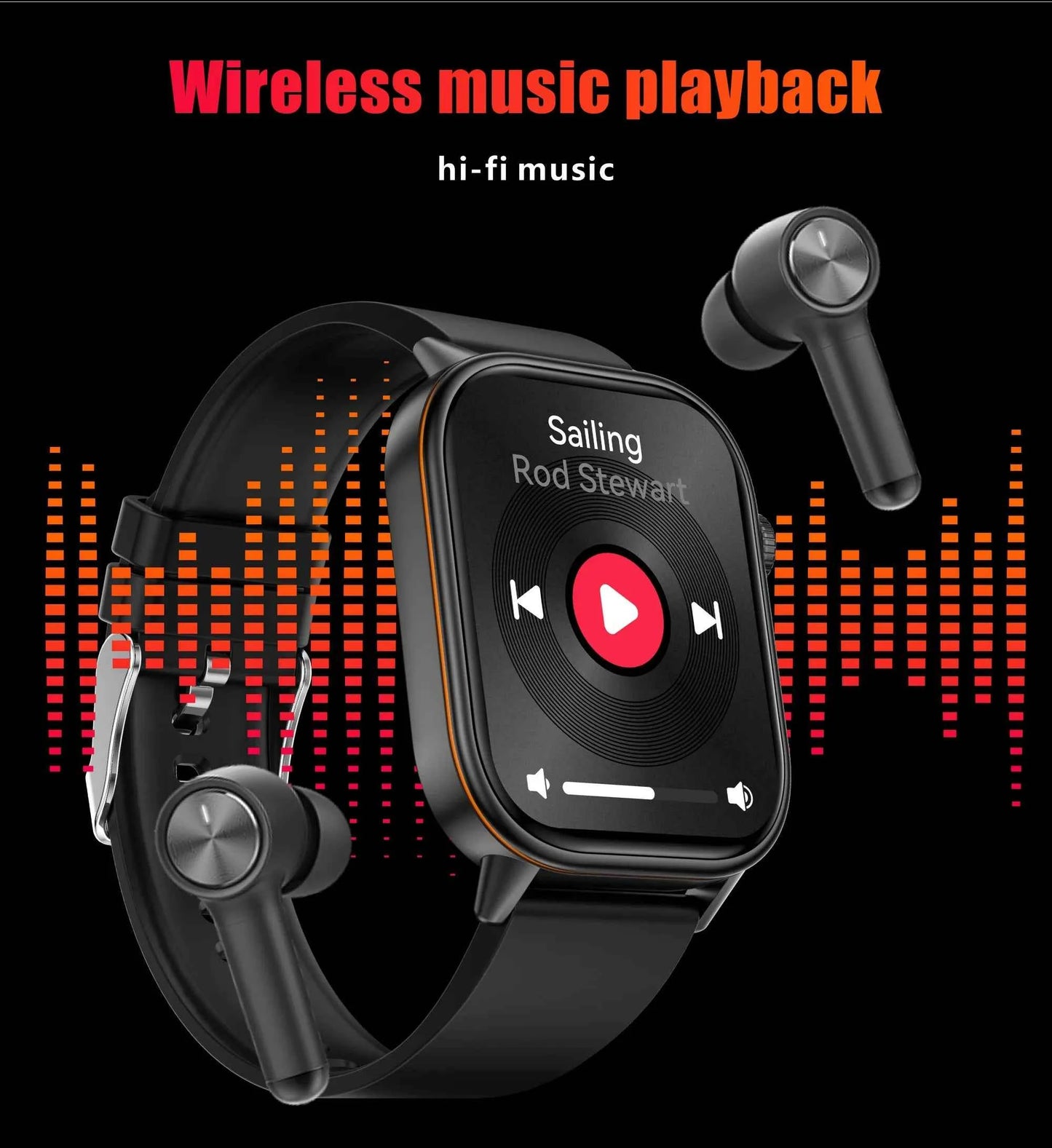 Montre intelligente avec suivi performance montre intelligente et écouteurs sans fil pour musique hi-fi