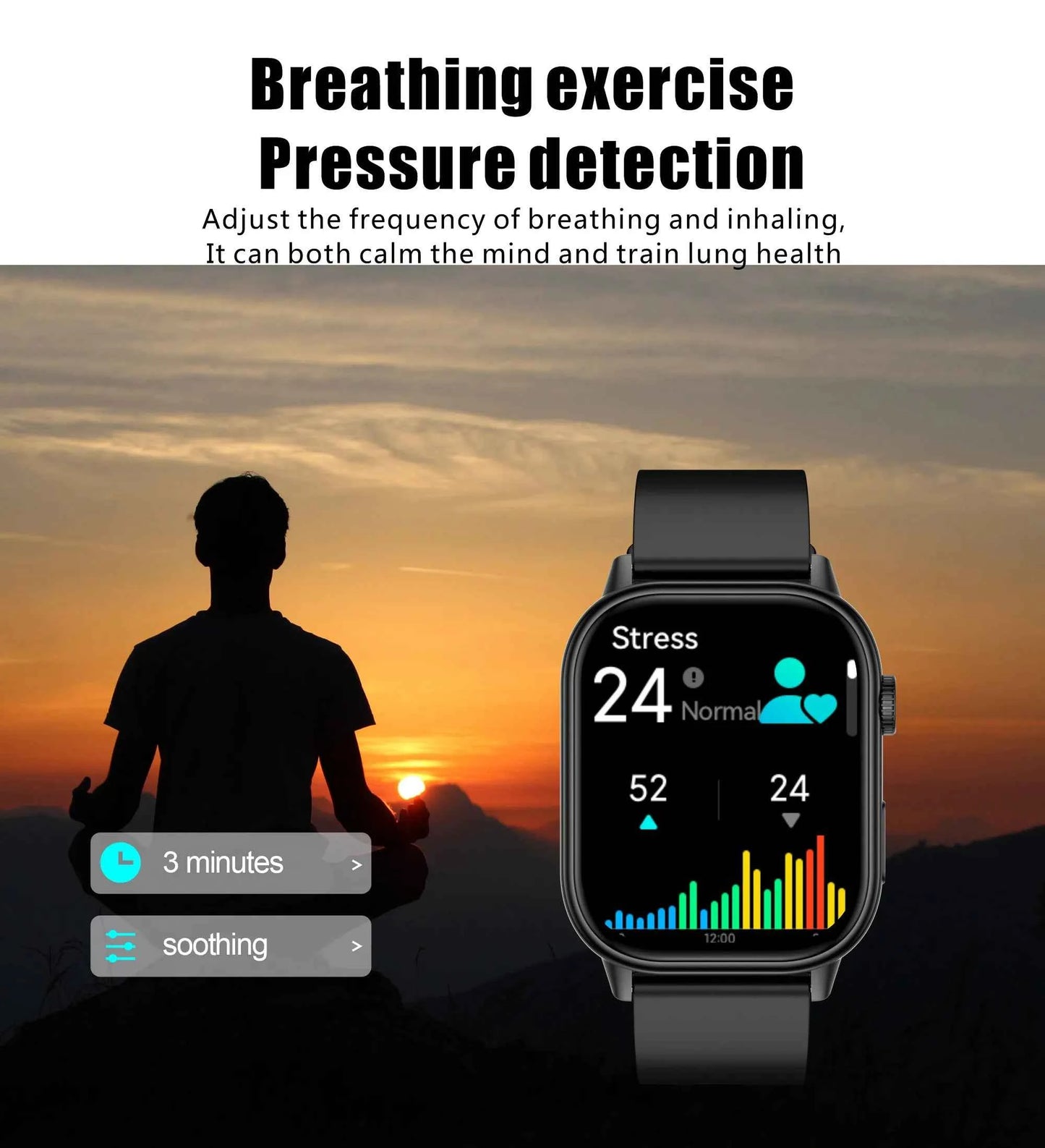 Montre intelligente avec suivi performance montre intelligente et détection du stress, idéale pour la relaxation