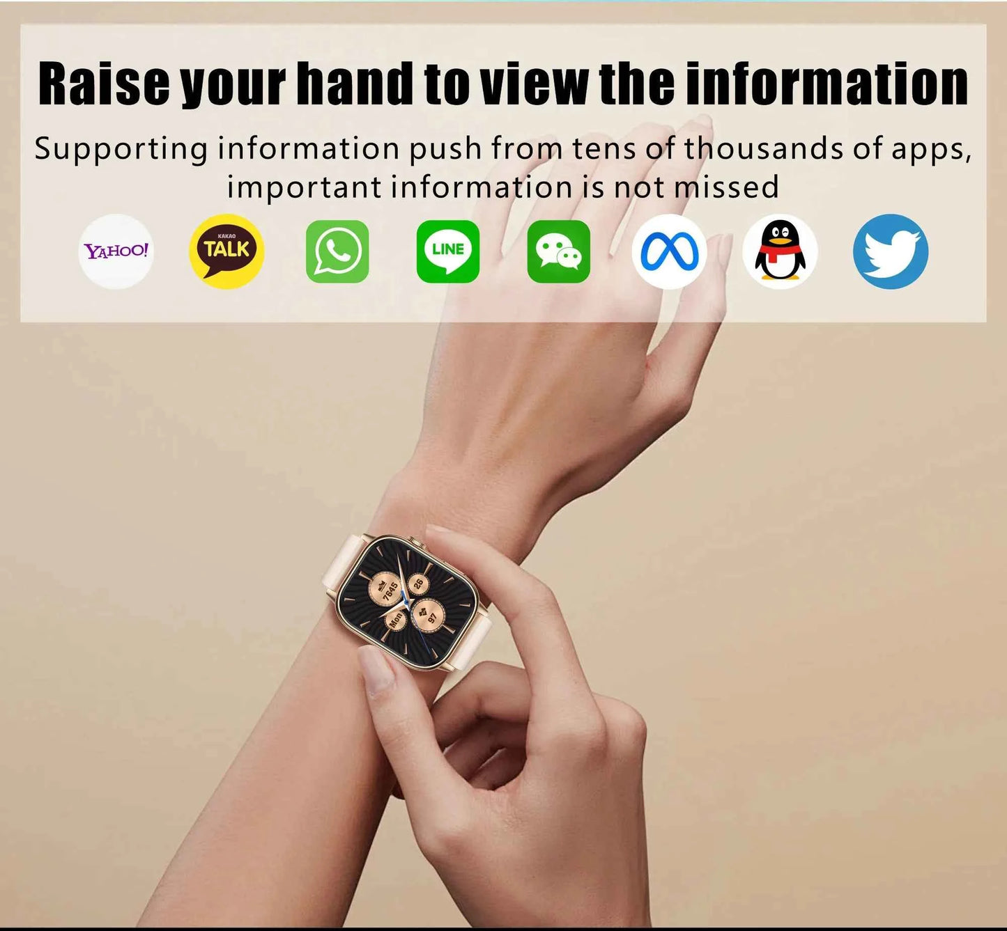 Montre intelligente au poignet avec suivi performance montre intelligente et notifications d'applications diverses
