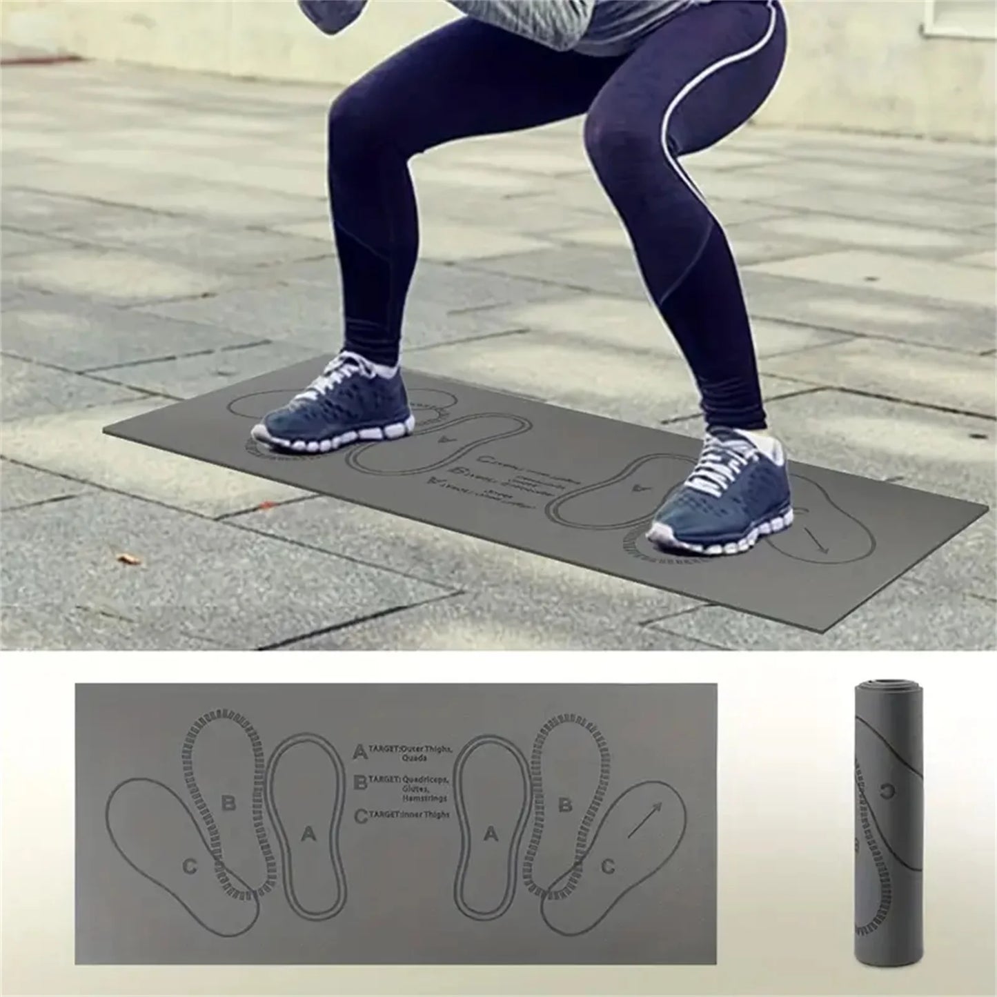 Tapis d'entraînement fitness anti-dérapant avec motifs pour une meilleure posture lors des exercices
