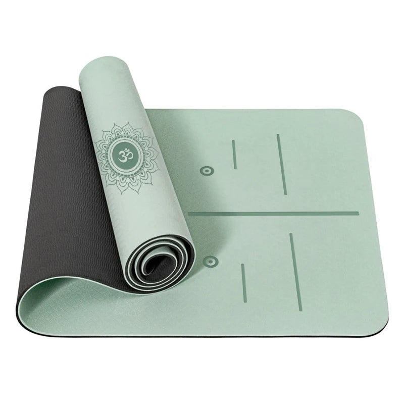 Tapis de yoga premium en vert avec design de yoga pour un confort optimal lors de la pratique