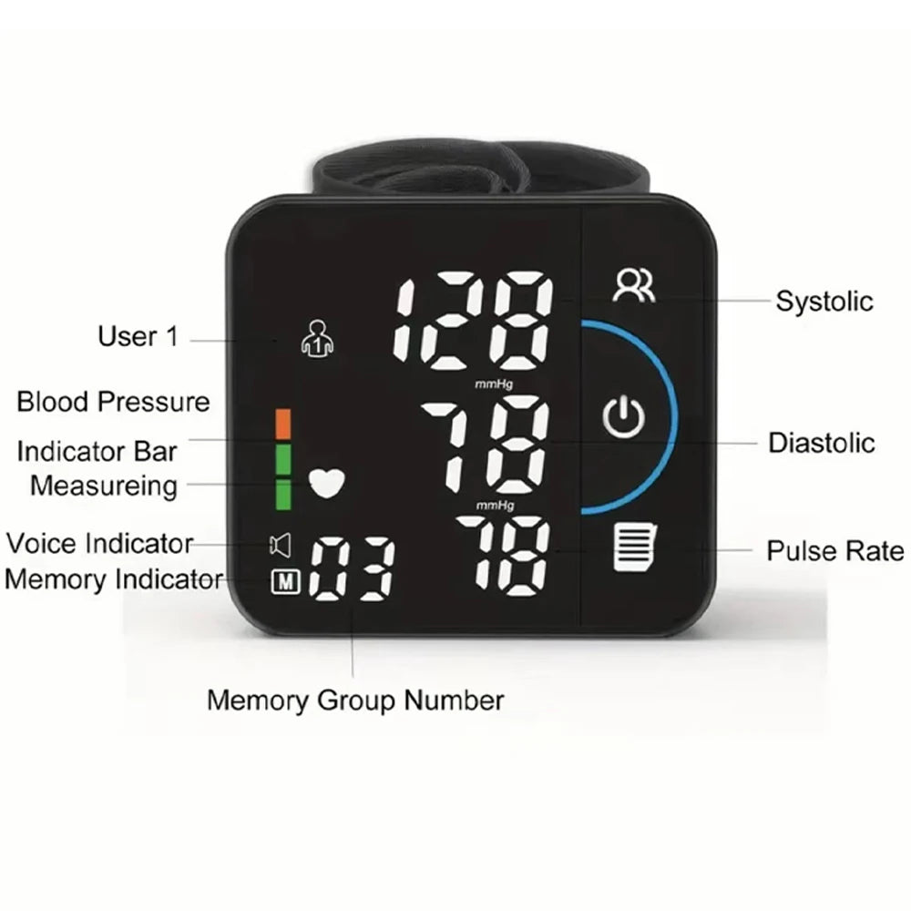 Tensiomètre intelligent Bluetooth affichant les mesures de la pression artérielle et du rythme cardiaque