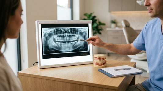 Radiographie panoramique de la mâchoire illustrant le débat sur l'extraction des dents de sagesse