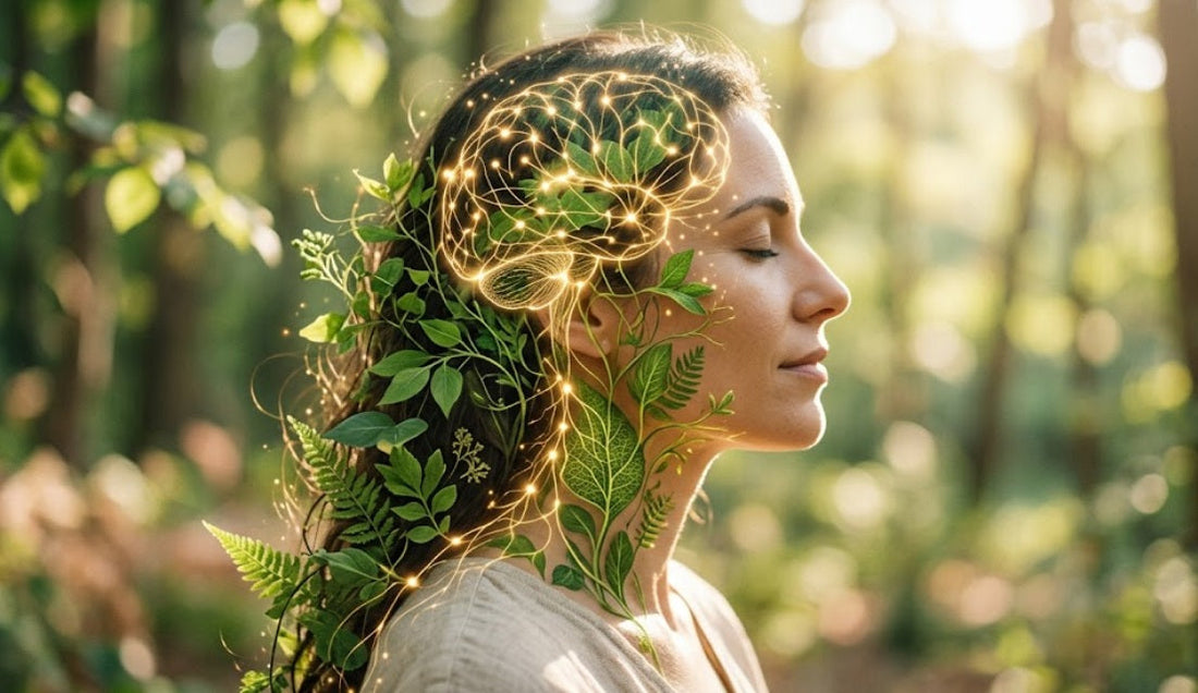 Connexions neuronales saines et nature, symbolisant la prévention naturelle de la maladie d'Alzheimer et la protection du cerveau