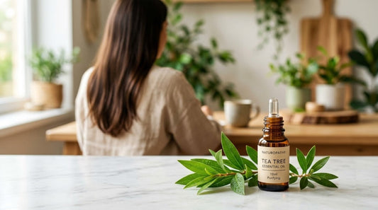 Ingrédients naturels et huile de tea tree pour le traitement des pellicules du cuir chevelu