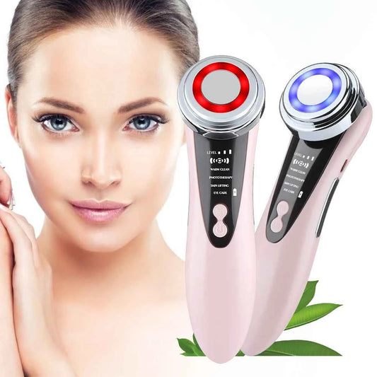 Appareil de massage facial EMS, luminothérapie & sonique en rose, idéal pour la beauté et le soin de la peau