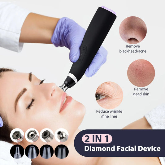 Appareil micro dermabrasion maison 2 en 1 avec embouts pour peau douce et réduction des rides