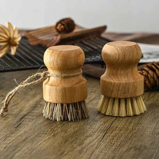 Brosse de nettoyage écologique en bois avec poils naturels pour un nettoyage durable et efficace