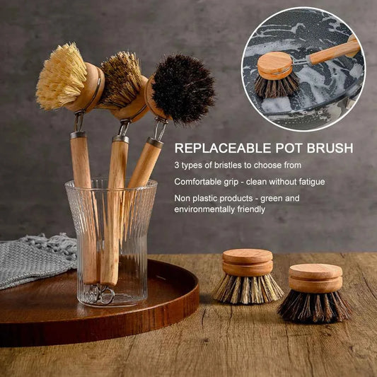 Brosse de nettoyage écologique avec poignet confortable et poils interchangeables pour un nettoyage efficace