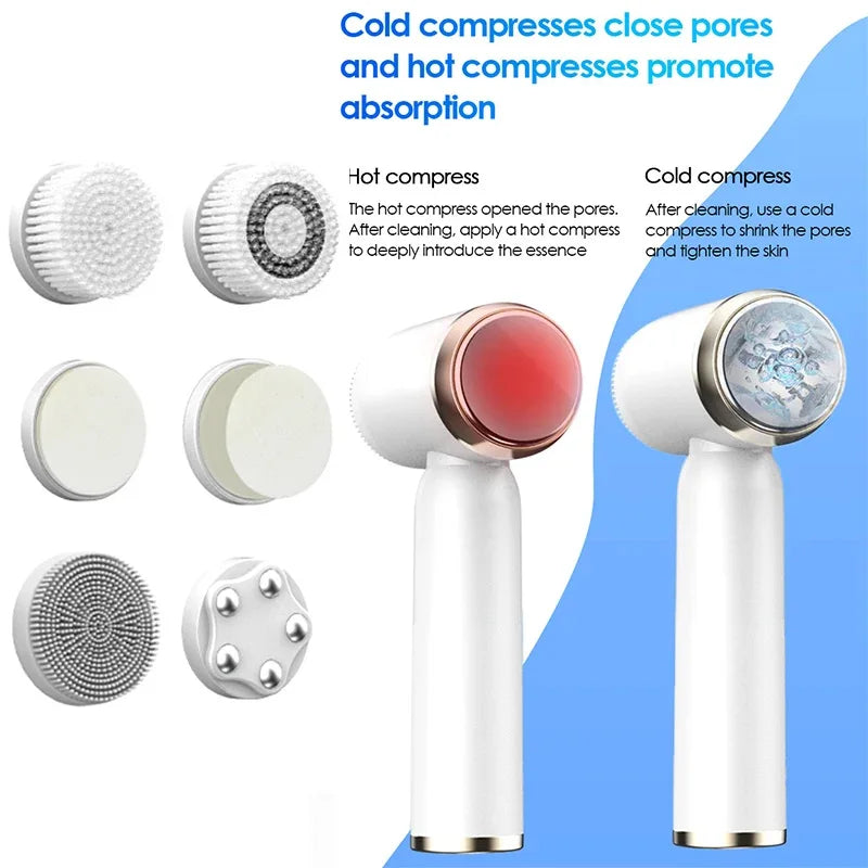 Brosse nettoyante sonique avec différentes têtes pour un soin de la peau efficace et adapté