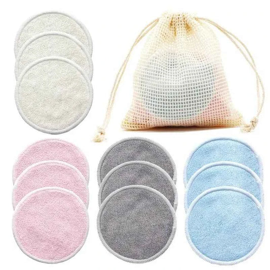 Ensemble de disques démaquillants réutilisables en coton avec sac de rangement en filet