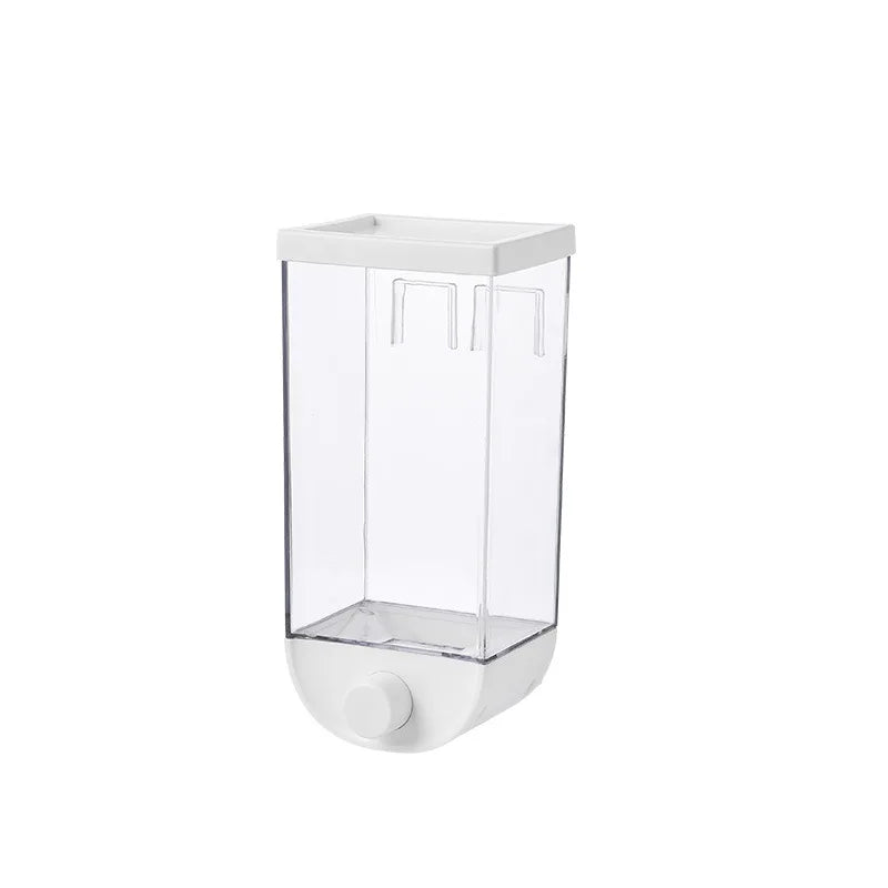 Distributeur alimentaire mural transparent avec tiroir pratique pour un rangement facile des aliments