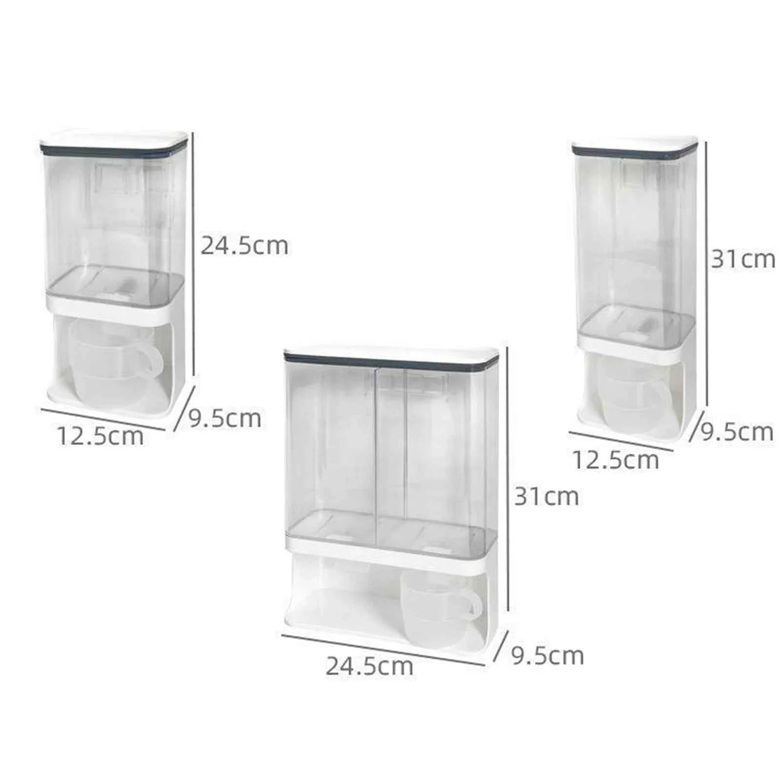 Distributeur de lessive en poudre transparent en trois tailles, pratique pour le rangement à domicile