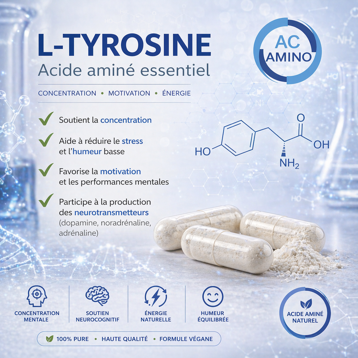 L-Tyrosine 500 mg : Sport & Activité Physique