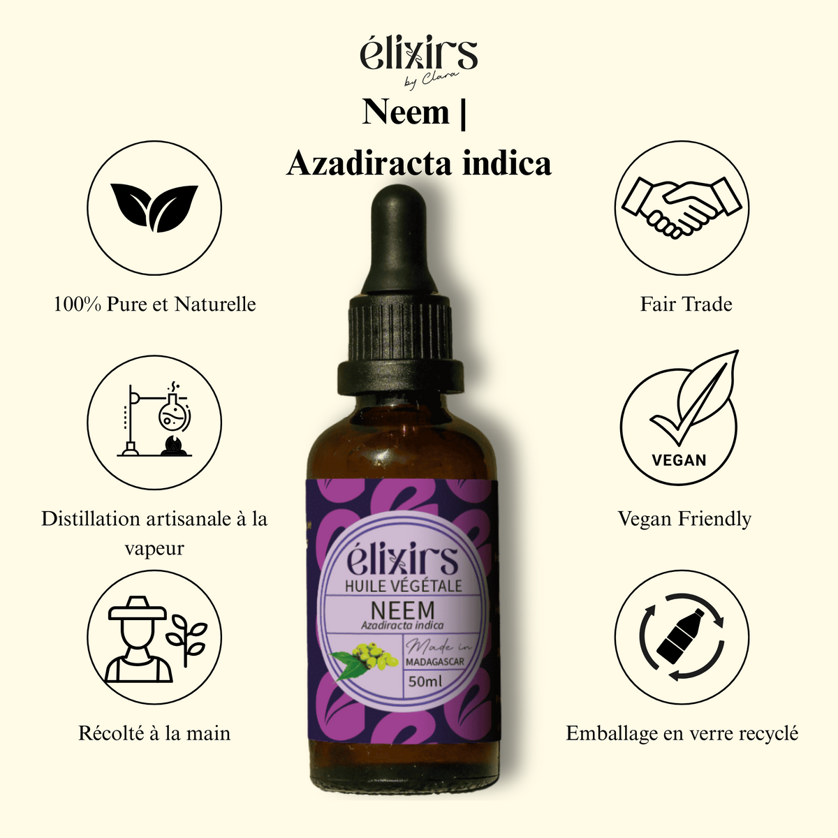 Huile de Neem Bio Pressée à Froid (Élixirs de Clara), photo 3
