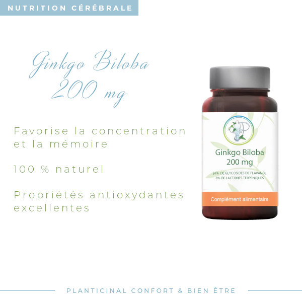Ginkgo Biloba inaltéré 24/6% : Mémoire & Concentration