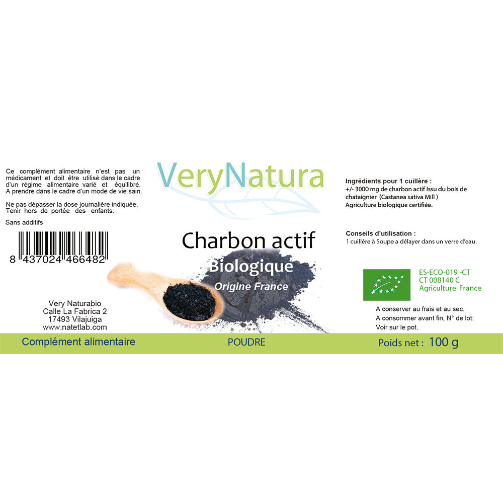 Charbon actif BIO en Poudre - Origine France - Digestion & Détox