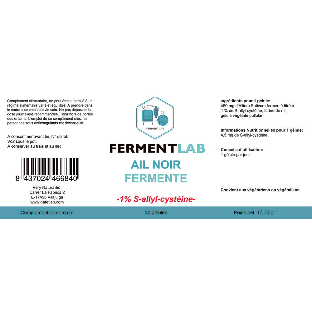 Ail Noir Fermenté 450 mg – 1% S-allyl-cystéine – 30 gélules