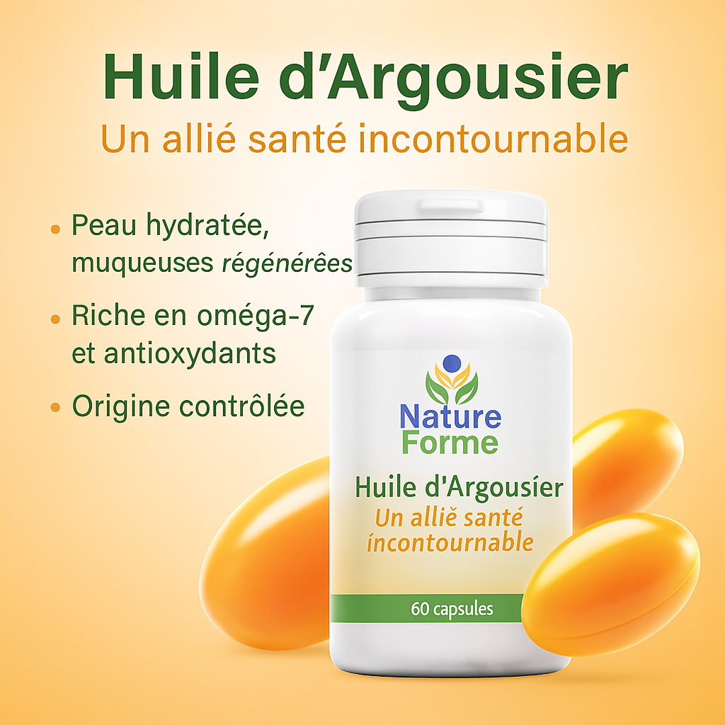 Huile d'Argousier 100% naturelle : Peau & Immunité