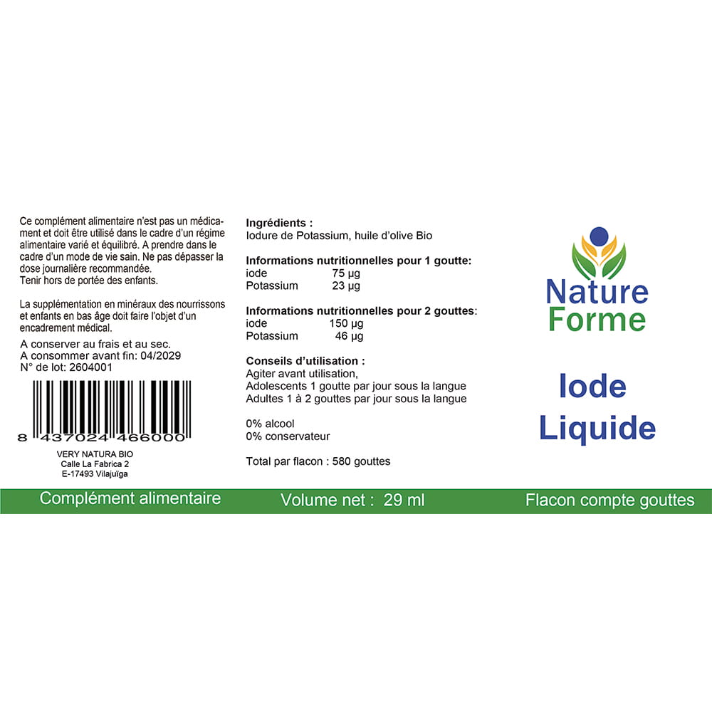 Iode liquide : Thyroïde & Système nerveux