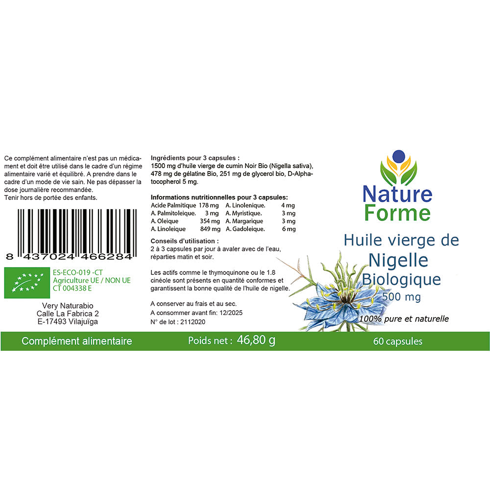 Huile de Nigelle Bio : Immunité & Digestion