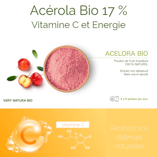 Acérola Bio 17 % Vit C :  Immunité & Energie