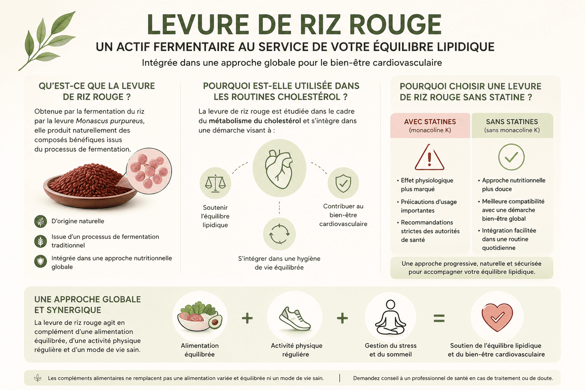 Levure de Riz Rouge Fermenté Sans Statine : Cholestérol