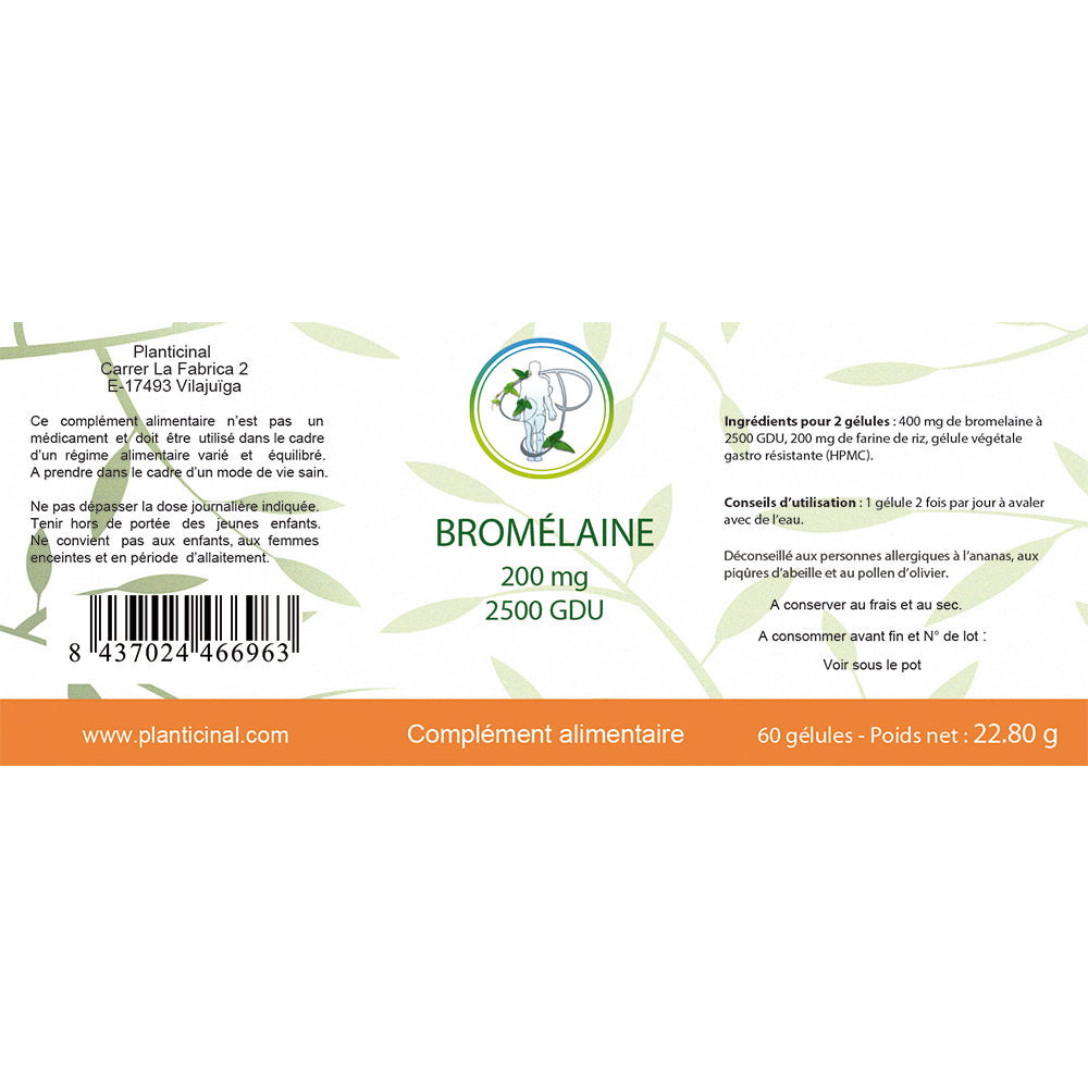 Bromélaine 200 mg 2500 GDU