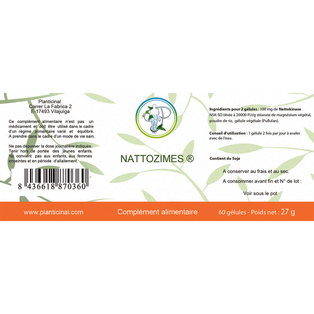 Nattokinase NSK-SD® 2000 FU - Santé Cardiovasculaire & Circulatoire - 60 Gélules Végétales