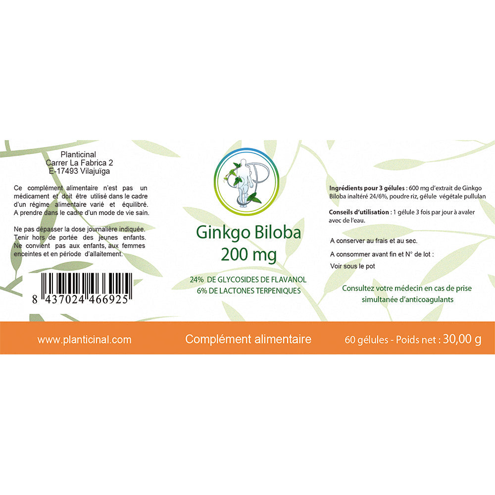 Ginkgo Biloba inaltéré 24/6% : Mémoire & Concentration