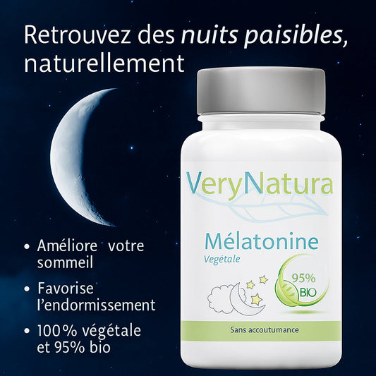 Mélatonine Végétale 95% de produits Bio : Sommeil & Stress