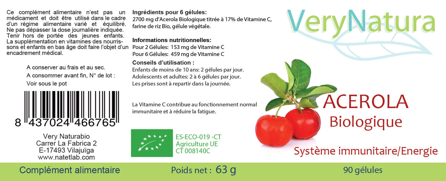 Acérola Bio 17 % Vit C :  Immunité & Energie