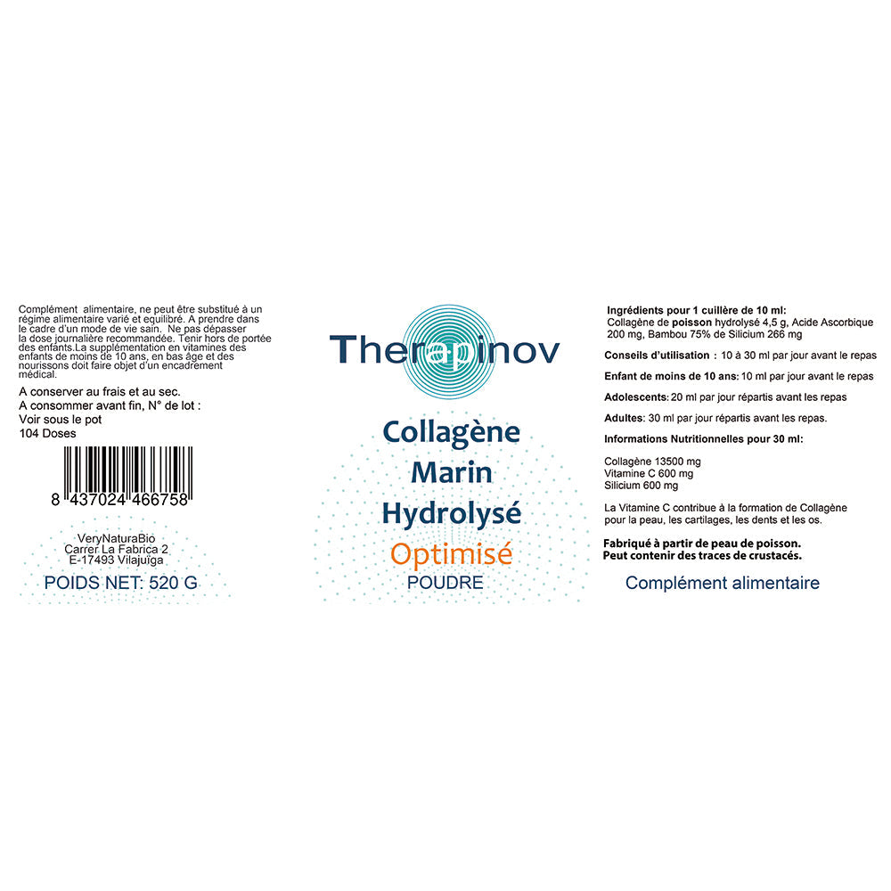 Collagène Marin Pur Hydrolysé en Poudre + Vitamine C : Peau & Articulations