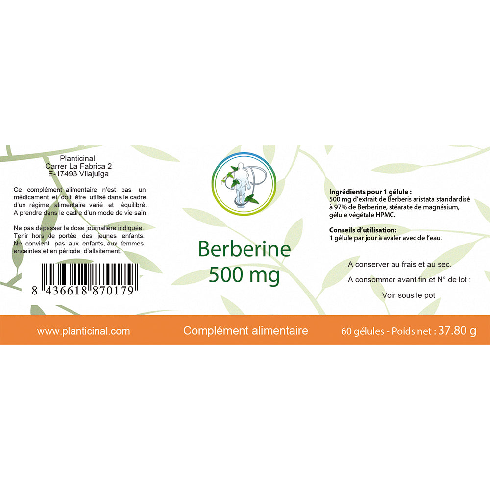 Berbérine 97% - 500 mg – Votre Allié Naturel pour le Métabolisme et la Fonction Hépatique