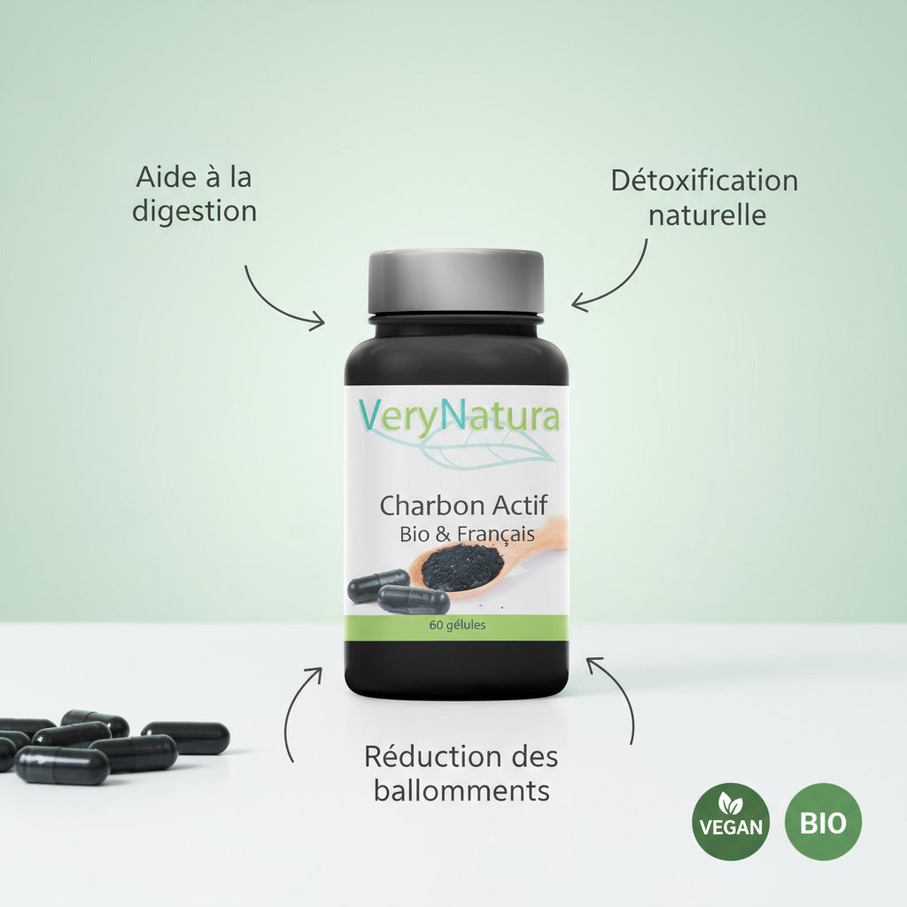 Charbon actif BIO Français en gélules - Digestion & Détox