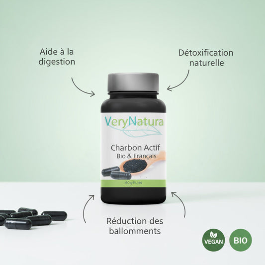 Charbon actif BIO Français en gélules - Digestion & Détox