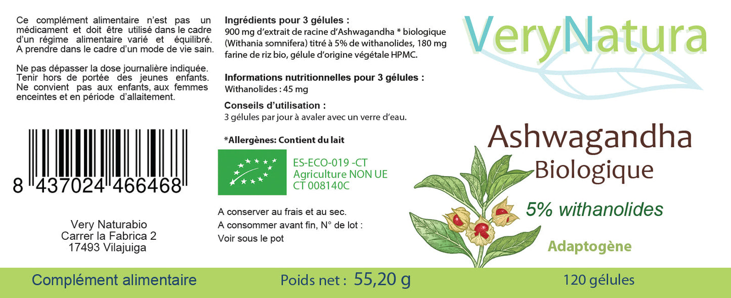 Ashwagandha Bio 5 % : Concentration & Relaxation