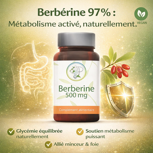 Berbérine 97% - 500 mg – Votre Allié Naturel pour le Métabolisme et la Fonction Hépatique