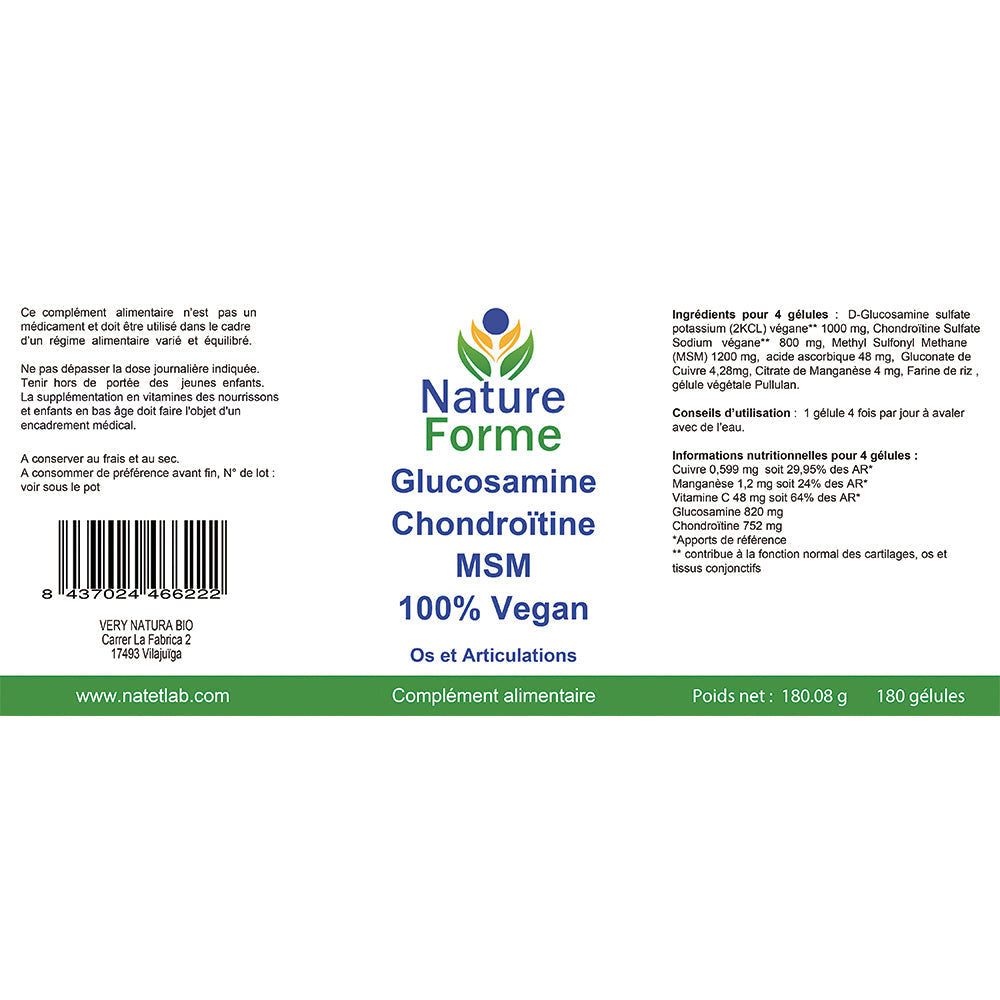 Glucosamine-Chondroïtine-MSM Vegan : Articulations & Cartilages