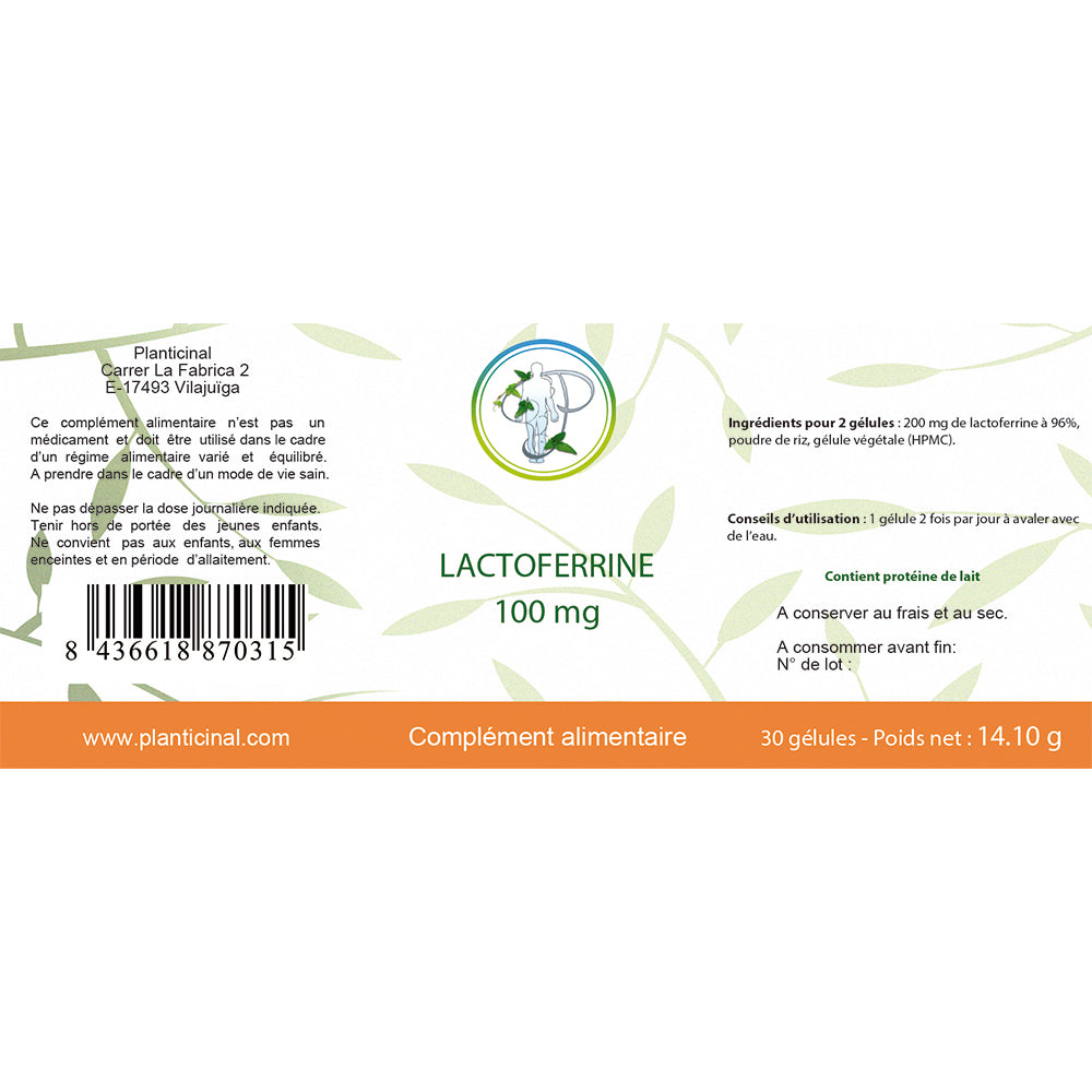 🛡️ Lactoferrine 100 mg - Immunité, Vitalité & Équilibre du Fer (60 Gélules)