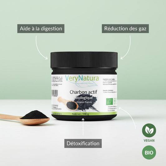 Charbon actif BIO en Poudre - Origine France - Digestion & Détox