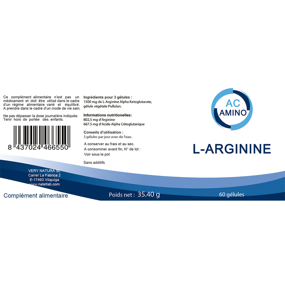 L-Arginine Alpha-Kétoglutarate 500 mg : Sport & Activité Physique