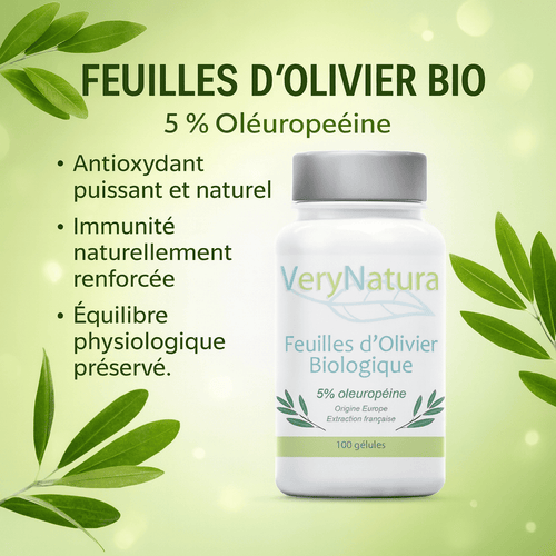 Feuilles d'Olivier Bio 5% Oléuropéine : Cœur, Tension & Antioxydant (Gélules) - Very Natura