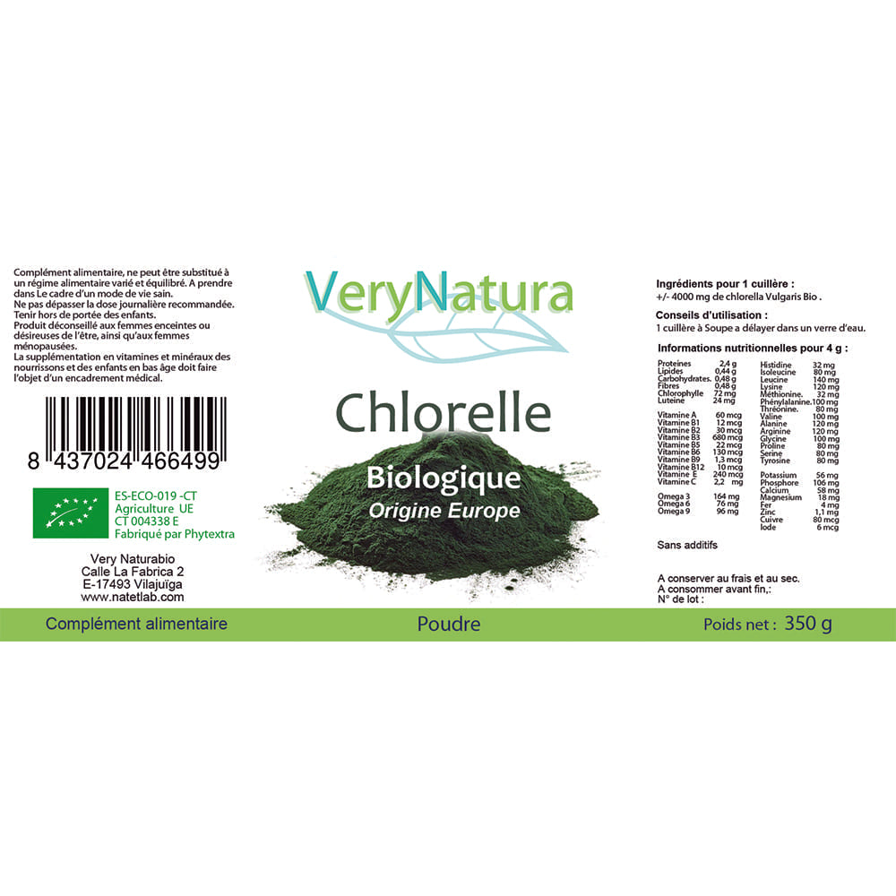 Chlorelle Bio d'Origine UE en Poudre (Very Natura), photo 4