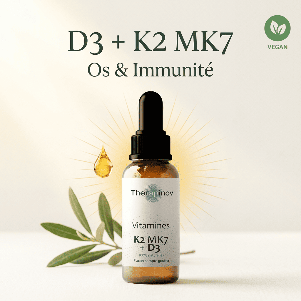 Vitamine D3 K2 MK7 (100% Naturelle) : Os & Immunité