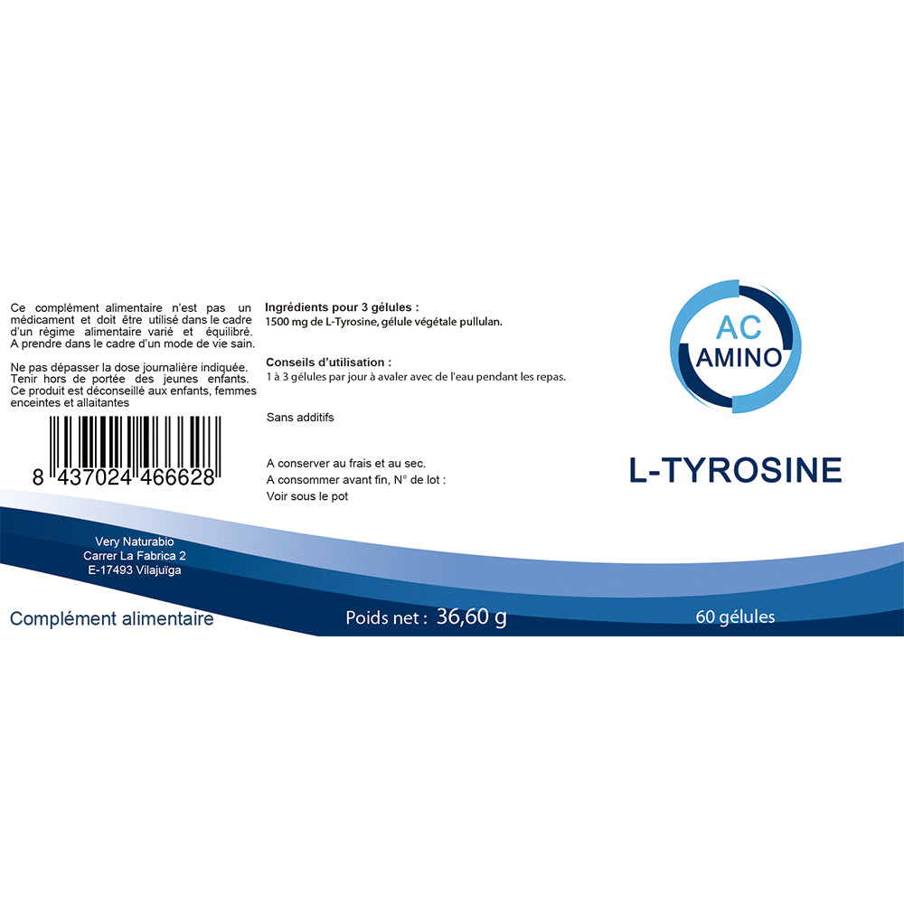 L-Tyrosine 500 mg : Sport & Activité Physique