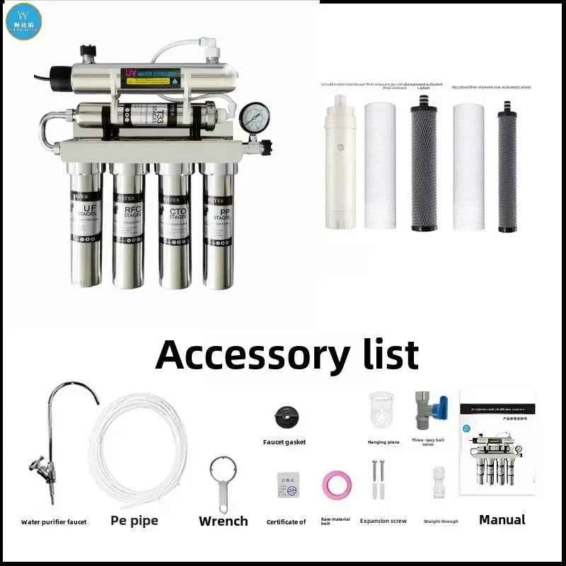 Système de filtration eau 6 étapes avec UV comprenant accessoires et manuels pour purification efficace