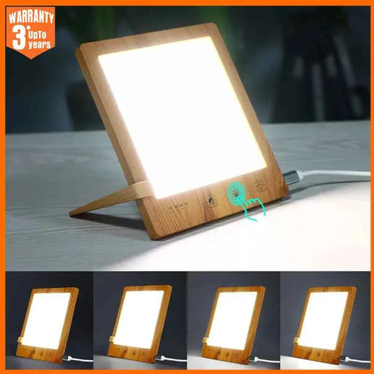 Lampe luminothérapie LuxTherapy 12000 avec support en bois pour un éclairage naturel et revitalisant