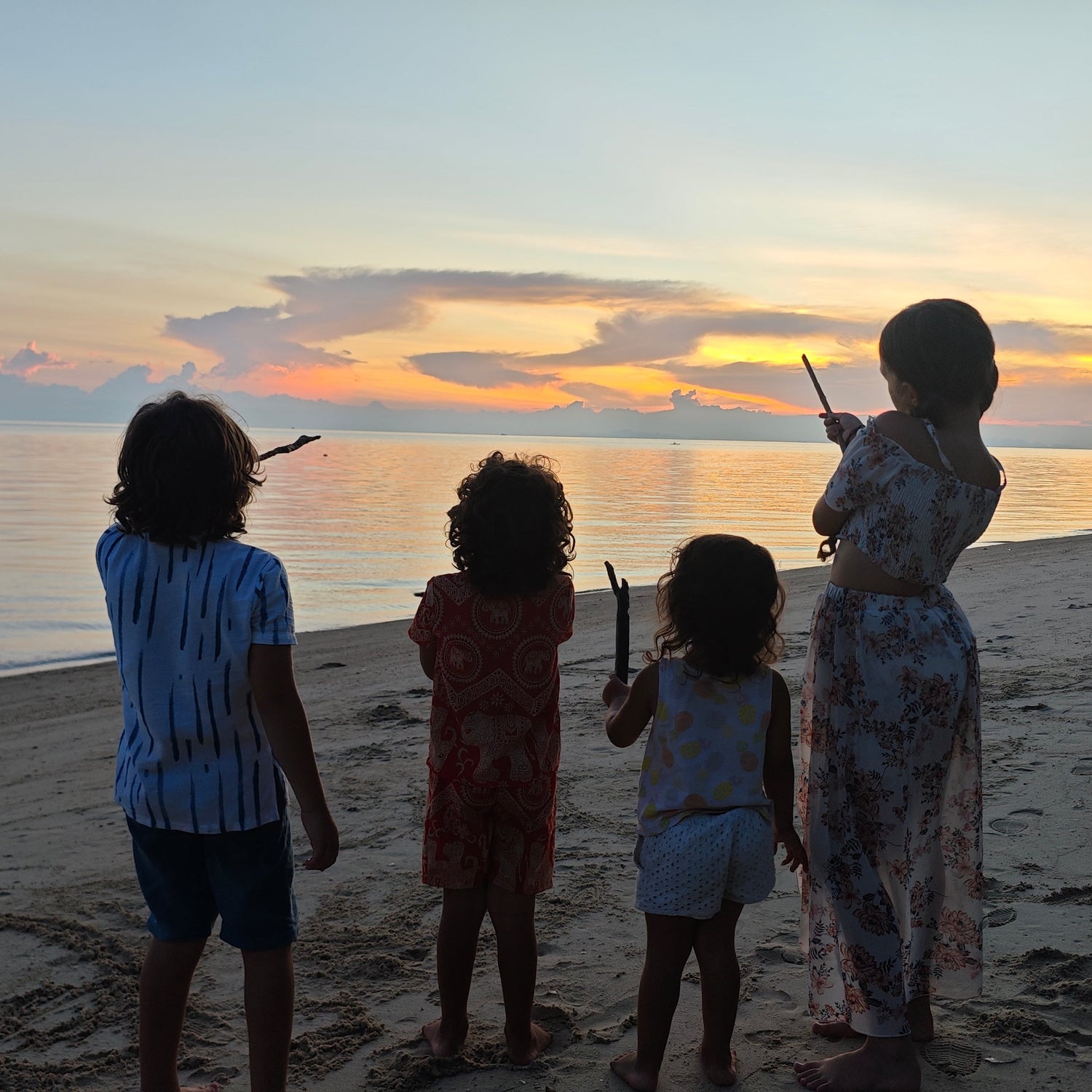 les enfants des deux naturopathes face à un coucher de soleil, représentant la motivation de ces deux personnes pour apprendre la santé naturelle et le bien-être