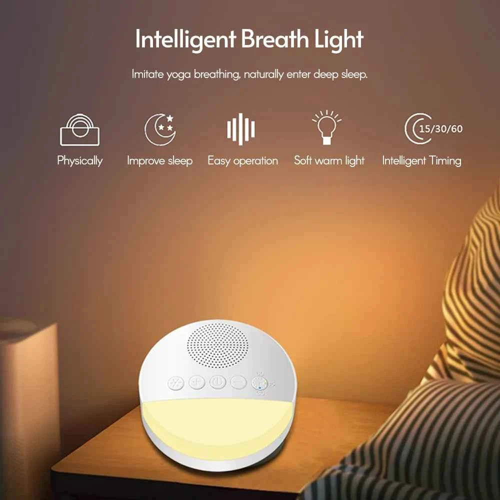 Machine à bruit blanc & lumière pour bébé avec réglages lumineux et minuterie pour un sommeil apaisant